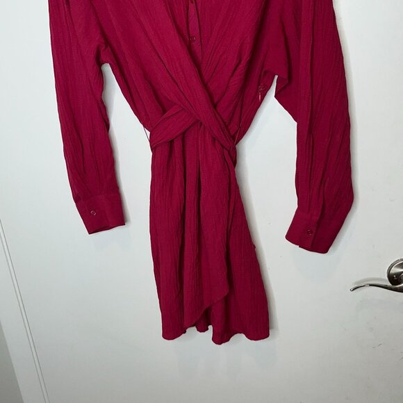Zara Wrap Dress Long Sleeve Button DownSize Large - Picture 5 of 10
